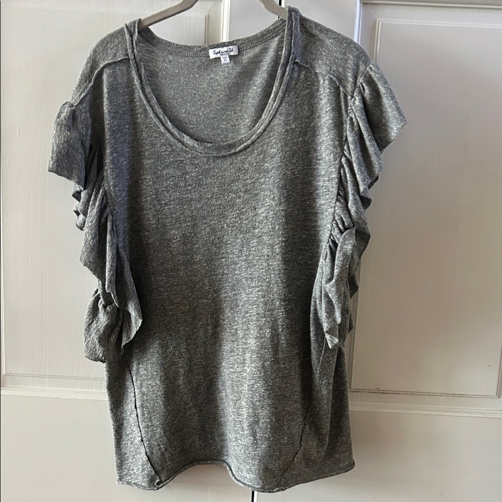 Splendid Gray Ruffle Sleeve Tee